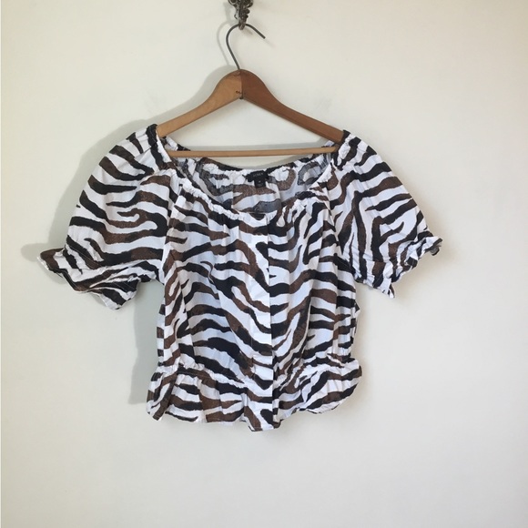 J. Crew Gathered Scoop Neck Top in Zebra Print - Picture 5 of 8